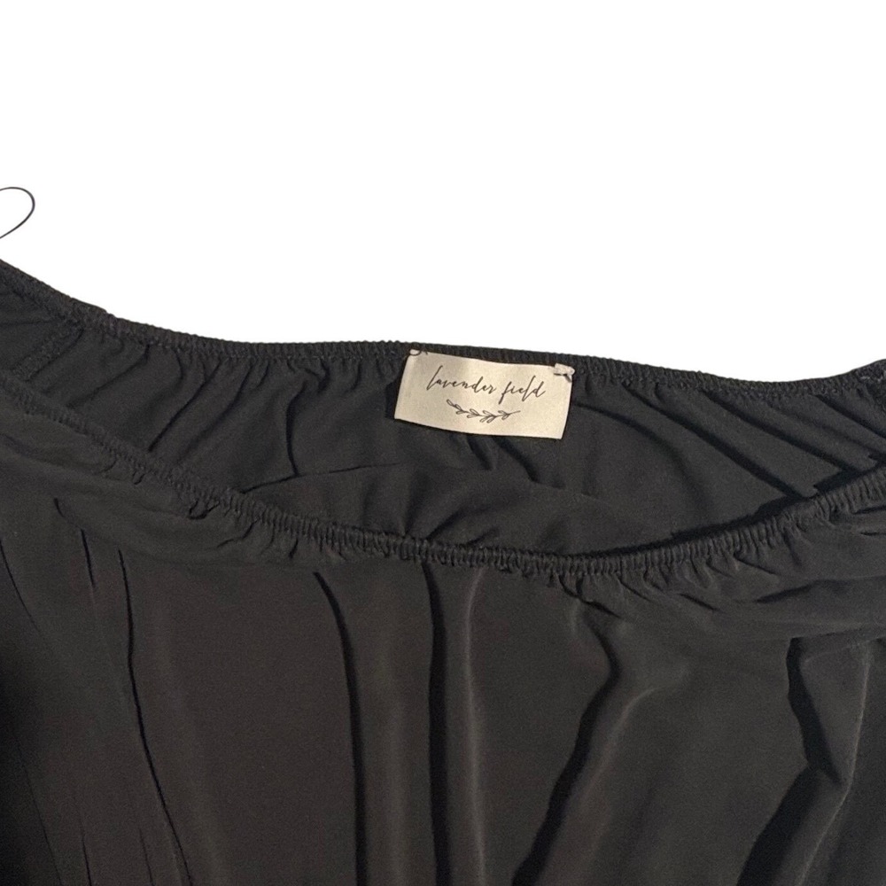 Soft Black Off The Shoulder Bell Sleeve Romper Shorts with Pockets Women S - Picture 8 of 10